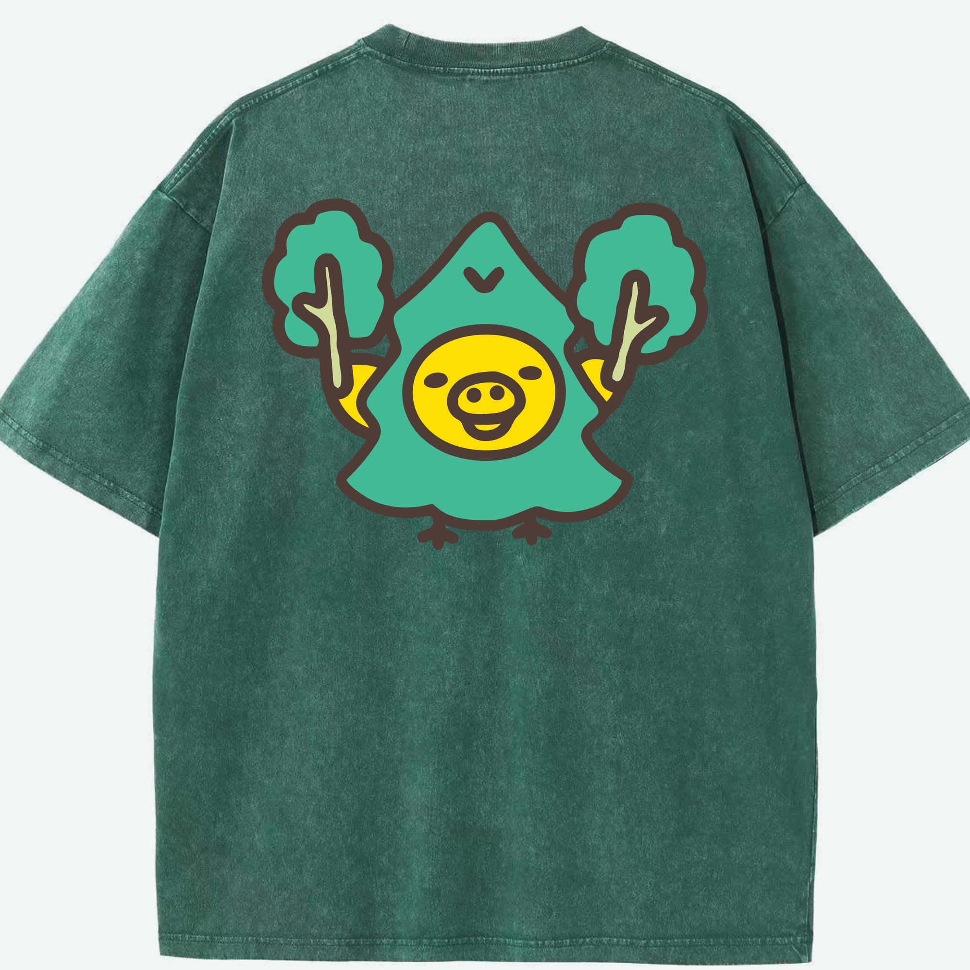 （画像用） リラックマ リラックマ キイロイトリ Rilakkuma Korilakkuma Kiiroitori 綿100% ヴィンテージ風 半袖Tシャツ（背面プリント）